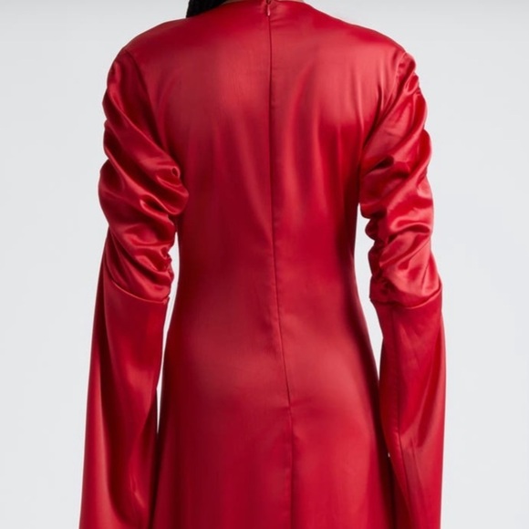 NWT ORIRE The Jou Red Long Sleeve satin Dress size 4 - Picture 8 of 10